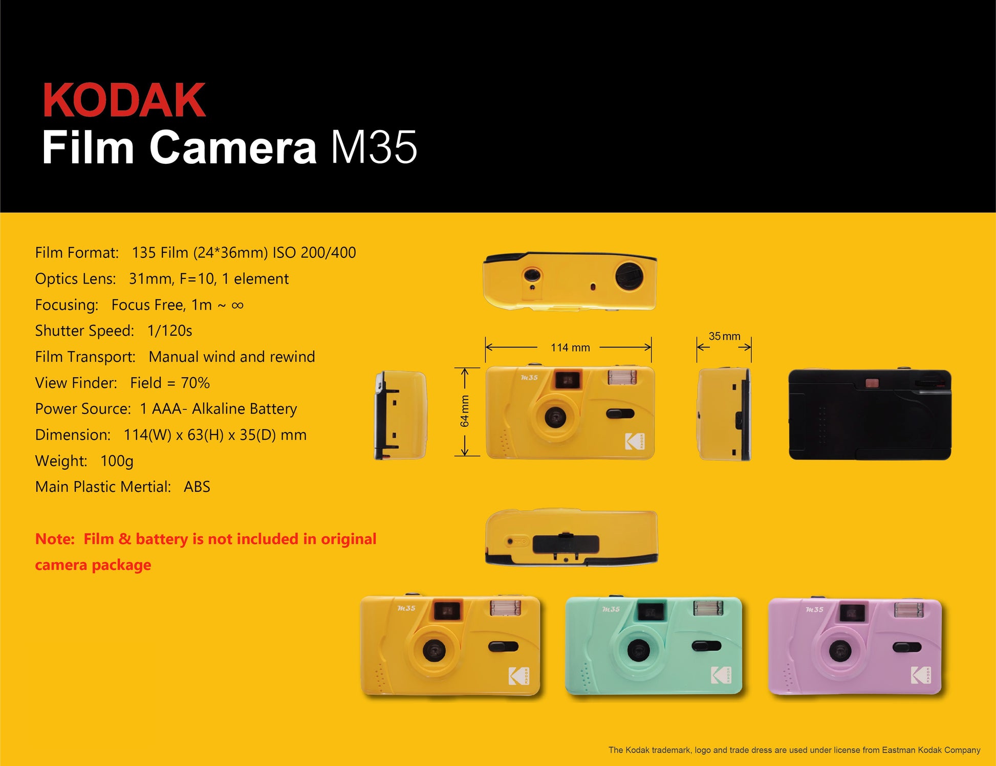 Kodak M35 35mm Camera Mint - Parallax Photographic